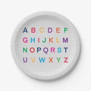 Assiettes En Carton L'alphabet d'ABC apprenant des lettres ABC coloré