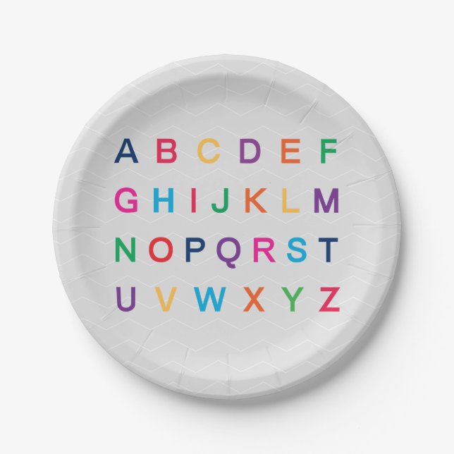 Assiettes En Carton L'alphabet d'ABC apprenant des lettres ABC colorée (Devant)
