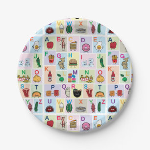 Assiettes En Carton L'alphabet d'ABC apprenant les nourritures