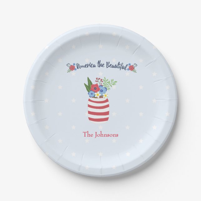 Assiettes En Carton L'Amérique, la belle 4 juillet (Devant)