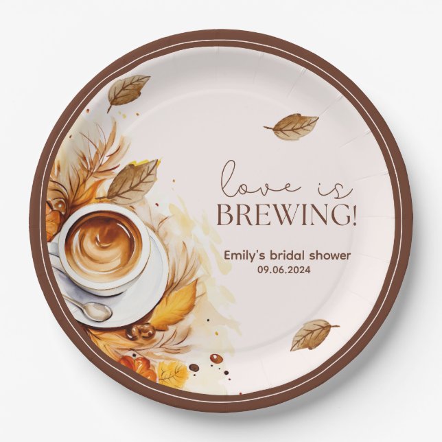 Assiettes En Carton L'amour brasse du café Douche nuptiale Brunch (Devant)