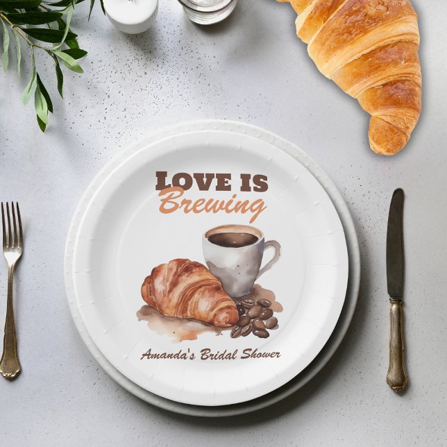 Assiettes En Carton L'amour brasse du café Fête des mariées française (Créateur téléchargé)