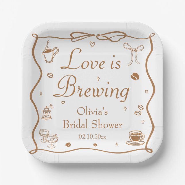 Assiettes En Carton L'amour brasse la Fête des mariées (Recto)