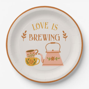 Assiettes En Carton L'amour brasse le thé nuptial