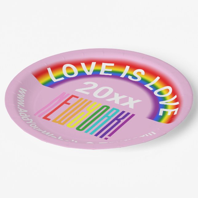 Assiettes En Carton L'amour est amour New York Pride NYC Gay pride Rai (Angle)