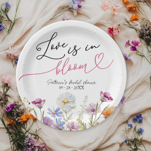 Assiettes En Carton L'Amour Est Dans Le Fleur sauvage Fête des mariées
