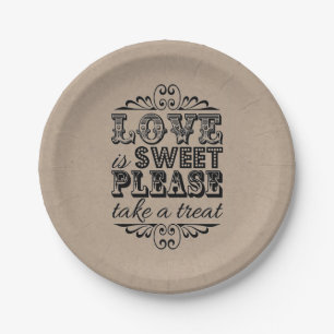 Assiettes En Carton L'Amour Est Doux, S'Il Vous Plaît, Prenez Un Plat 