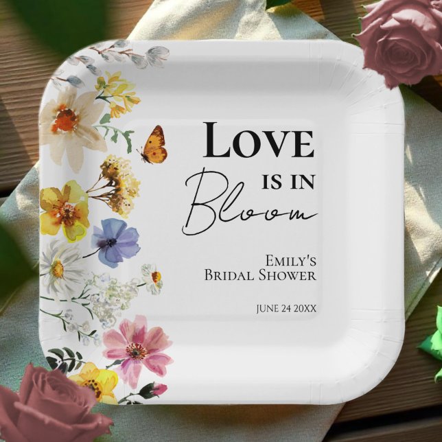 Assiettes En Carton L'amour est en fleur | Baby shower bohème de maria (Créateur téléchargé)