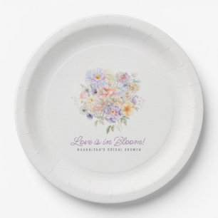 Assiettes En Carton L'amour est en fleurs : Bienvenue à la douche de m