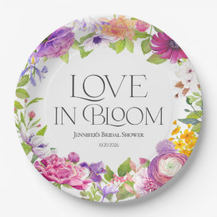 Assiettes En Carton L'amour est en fleurs Fête de mariage floral aqu