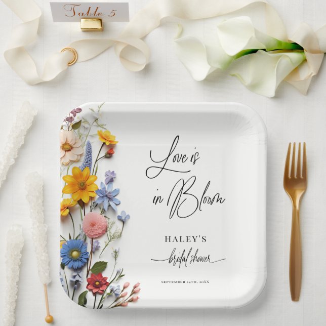 Assiettes En Carton L'amour est en fleurs Fête de mariage printanière  (Mariage)