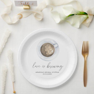 Assiettes En Carton L'amour est en train de brasser Café nuptiale douc