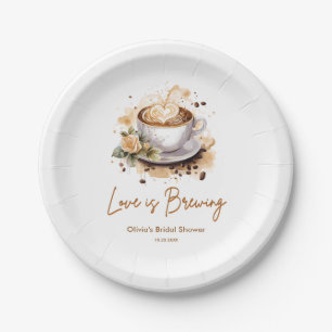 Assiettes En Carton L'Amour est en train de faire du café marron Flora