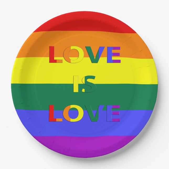 Assiettes En Carton L'amour est l'amour, la fierté LGBT (Devant)
