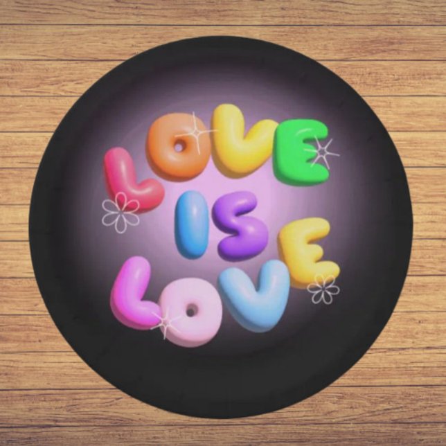 Assiettes En Carton L'amour est l'amour : Plaques en papier Rainbow Pr (Créateur téléchargé)
