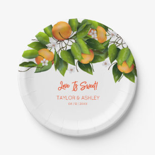 Assiettes En Carton L'Amour Est Un Fruit D'Agrumes Orange Sucré