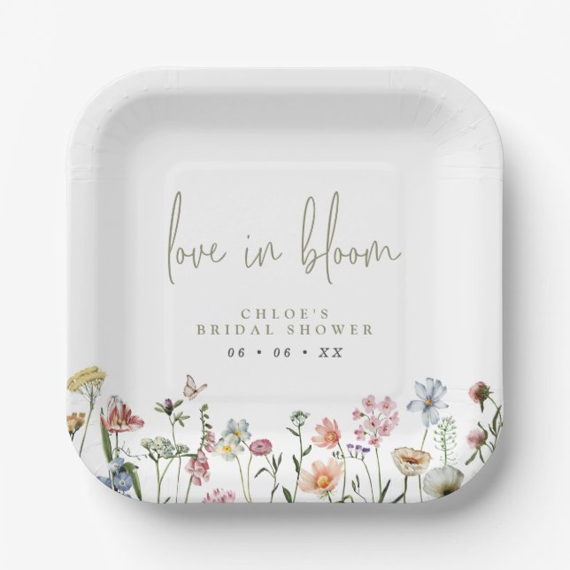 Assiettes En Carton L'Amour fleur sauvage Dans La Fête des mariées En  (Recto)