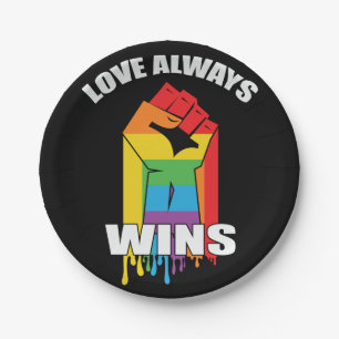 Assiettes En Carton L'amour gagne toujours Gay LGBT
