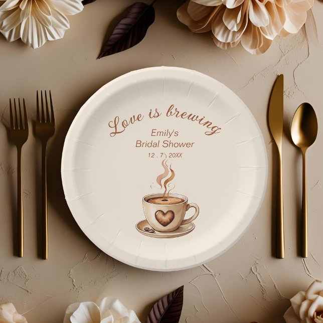 Assiettes En Carton L'amour rustique brasse la Fête des mariées de caf (Créateur téléchargé)