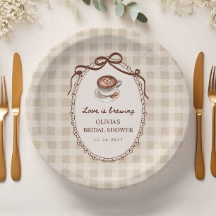 Assiettes En Carton L'amour se prépare, Gingham Coffee Bridal Shower