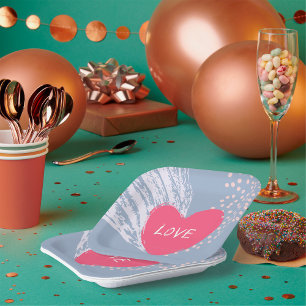 Assiettes En Carton L'amour sur un coeur