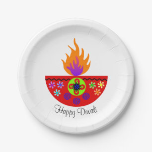 Assiettes En Carton Lampe colorée Diya de Diwali