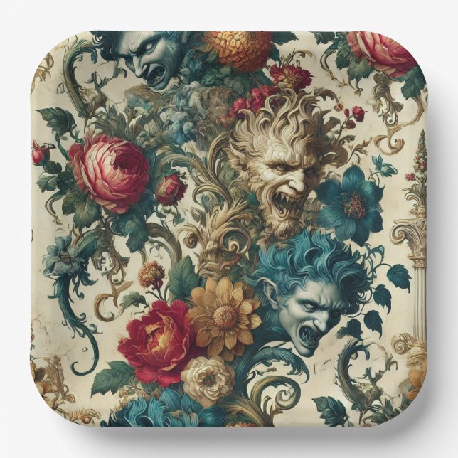 Assiettes En Carton L'anarchie de l'Arcane - Coussin floral gothique (Recto)