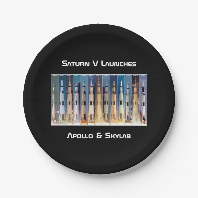 Assiettes En Carton Lancement de la fusée Saturn V Moon (Devant)
