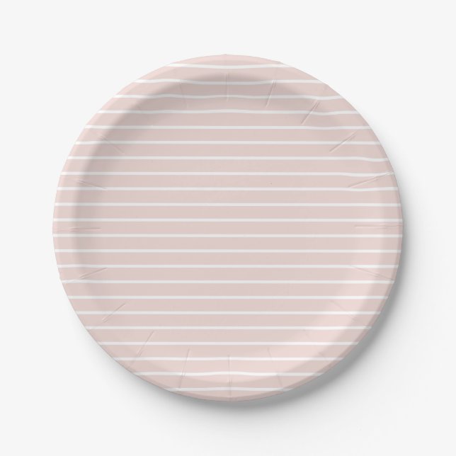 Assiettes En Carton Landes blanches rose vif modernes Élégant chic mig (Devant)