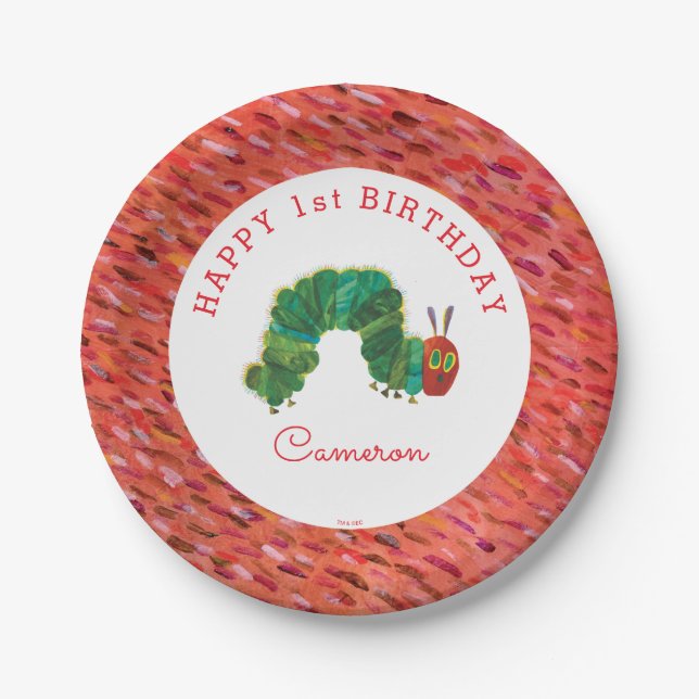 Assiettes En Carton L'Anniversaire De La Caterpillar Très Affamé (Devant)