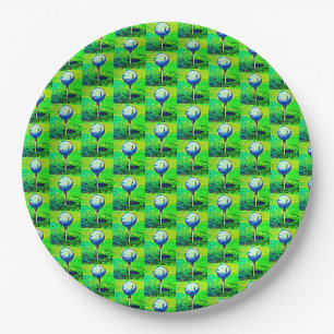 Assiettes En Carton L'anniversaire vert de motif de boule de golf