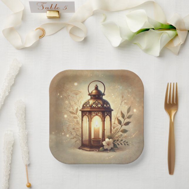 Assiettes En Carton Lanterne brillante de bronze Romantique Russe Mari (Mariage)