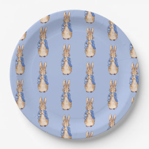 Assiettes En Carton Lapin classique sur fond bleu