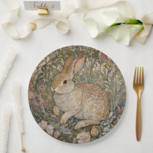 Assiettes En Carton Lapin dans un jardin anglais style William Morris