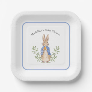 Assiettes En Carton Lapin de livre de contes classique bleu Baby Showe