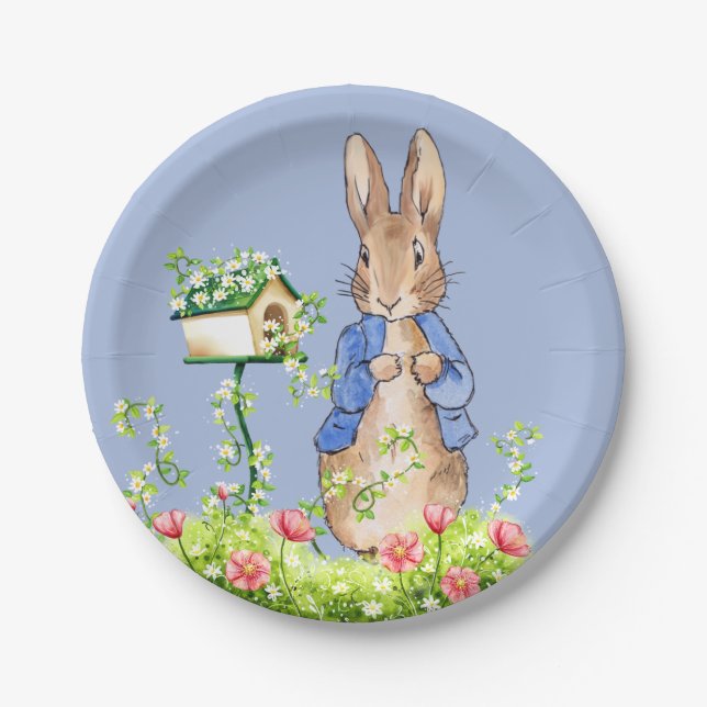 Assiettes En Carton Lapin de Pâques classique Maison de l'oiseau    (Devant)