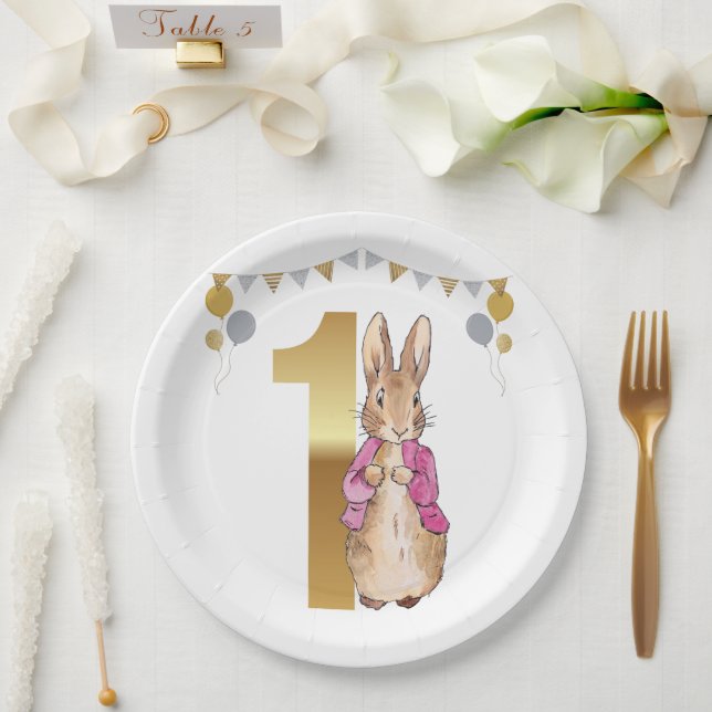 Assiettes En Carton Lapin de Pâques Classique Premier Anniversaire (Mariage)