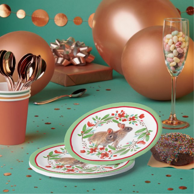 Assiettes En Carton Lapin de printemps / Vacances de Pâques (Multi)