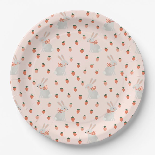 Assiettes En Carton Lapin et fraise (Devant)