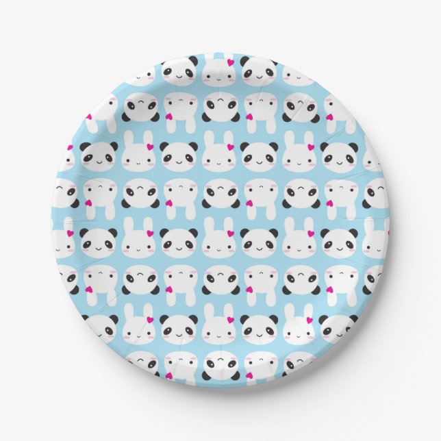 Assiettes En Carton Lapin et panda mignons superbes de Kawaii (Devant)
