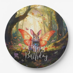Assiettes En Carton Lapin fantaisiste forêt enchantée Joyeux Anniversa