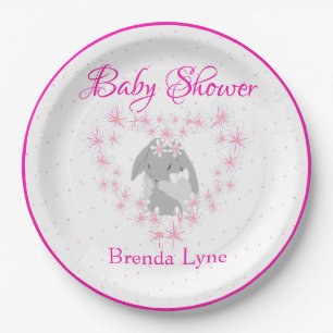 Assiettes En Carton Lapin Lapin Personnalisé Fille Baby shower rose
