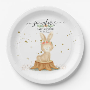 Assiettes En Carton Lapin mignon aquarelle faune bébé nouveau-né