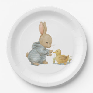 Assiettes En Carton lapin mignon avec canard