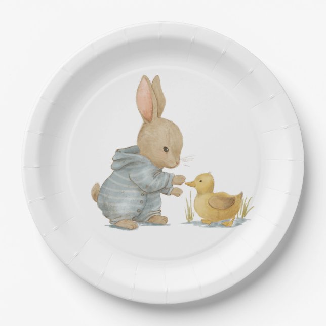Assiettes En Carton lapin mignon avec canard (Devant)