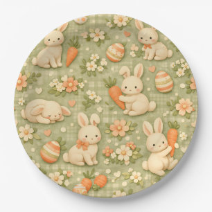 Assiettes En Carton Lapin Mignon & Carotte Modèle de Cottage (2)