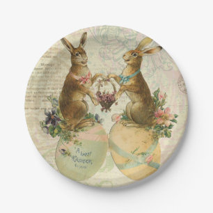 Assiettes En Carton Lapins de Pâques vintages de Français