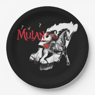 Assiettes En Carton L'Aquarelle de Mulan Riding Black Wind