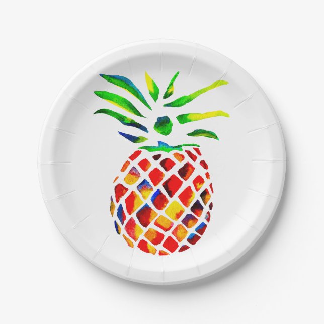Assiettes En Carton L'art cool de l'ananas funky (Devant)