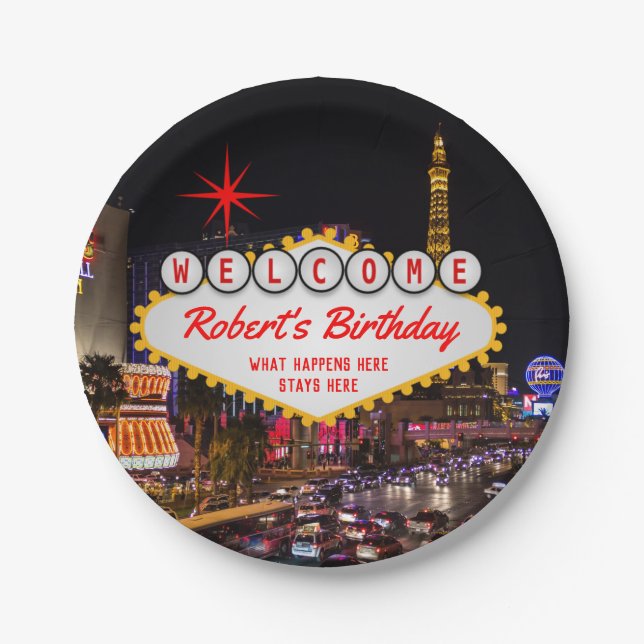 Assiettes En Carton Las Vegas la nuit n'importe quelle fois (Devant)